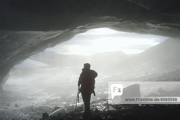 In the icecave at the west slope of the mountain Hrafntinnusker Iceland