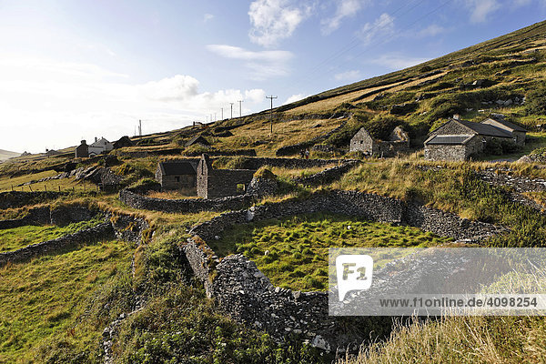 Ruinen von Bauernhäusern  Slea Head  Dingle Halbinsel  Kerry  Irland