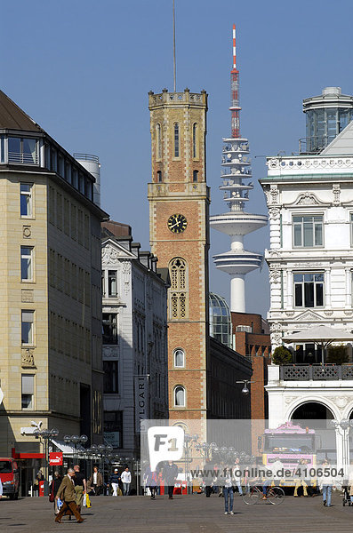 Old Post  Heinrich Hertz Tower and Alster Arcades in Hamburg  Germany