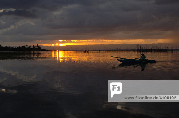 Sunset with fishing boat  at Panglao Island  Philippines