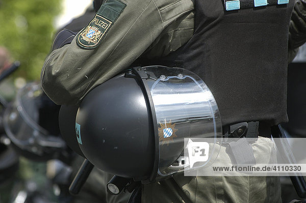 Police helmet as a part of the policemans equipement