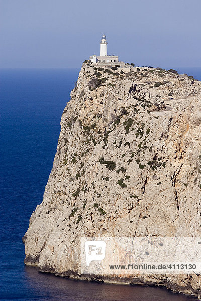 A view on the Cap de Fortmentor an its lighthouse  Majorca  Balearic Islands  Spain