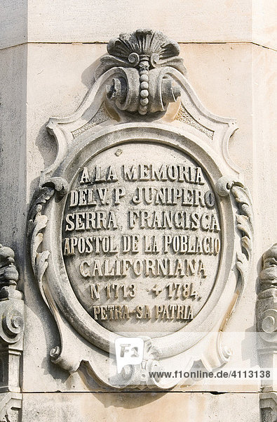 Juniper-Serra-Memorial  founder of San Francisco and Santa Barbara  Petra  Mallorca  Balearic Islands  Spain