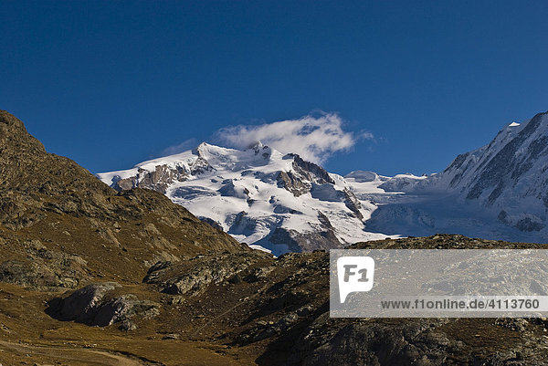 Monte Rosa  Dufourspitze  von Rotenboden  Zermatt  Wallis  Schweiz