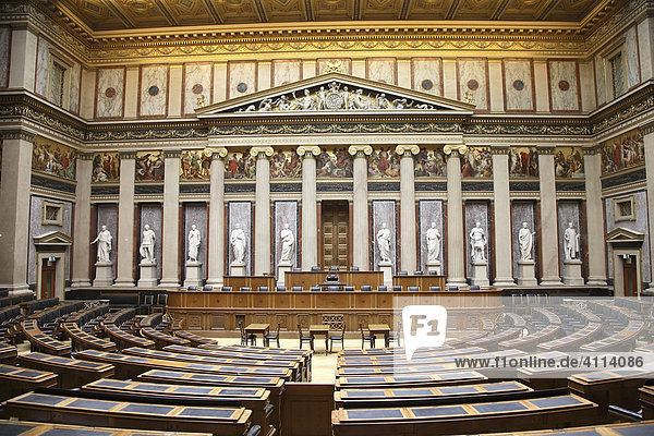 Meeting hall of the Austrian Federal Assembly in the parliament  Vienna  Austria