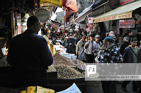 Spice seller vendor at a market in Istanbul Turkey