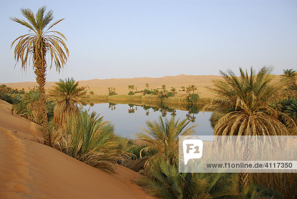 Umm al-Ma'a salt lake  Ubari desert  Libya