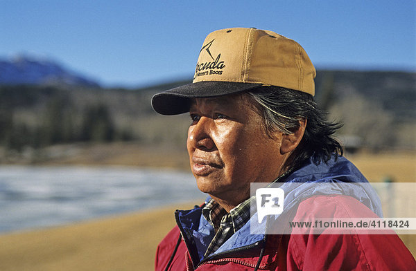 Elder of the Stoney tribe  Nakoda indian reservation  Alberta  Canada