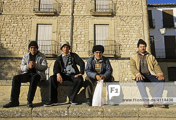 Foreign workers from Eastern Europe in Ubeda Jaen province Andalusia Spain Europe