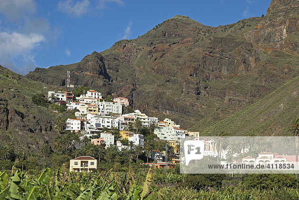 Dorf La Calera im Valle Gran Rey  Insel La Gomera  Kanarische Inseln  Spanien  Europa Insel La Gomera