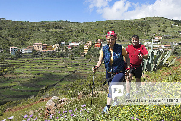 Hiker/Nordic Walker  La Gomera Island  Canary Islands  Spain  Europe