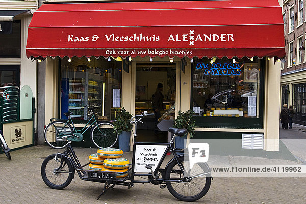 Käseladen und Metzgerei am Neuen Markt  Amsterdam  Holland  Niederlande  Europa