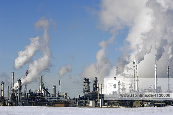 Oil refinery near Edmonton  Alberta  Canada