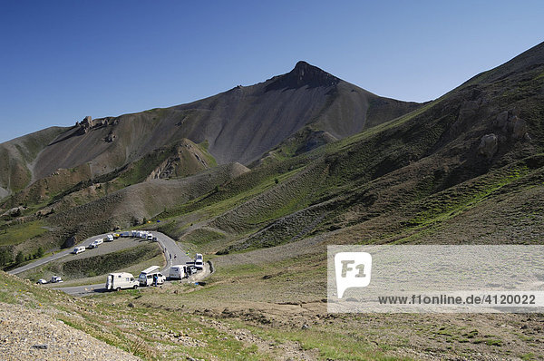Fans waiting for the arrival of the 2006 Tour de France on the Col d'Izoard  France