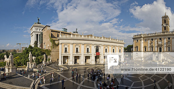 Piazza del Campidoglio with Palazzo Nuovo and the Senators' Palace  Rome  Italy  Europe
