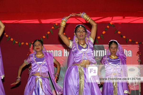 Traditional Indian dancers at a Hindu Festival in Georgetown  Guyana  South America