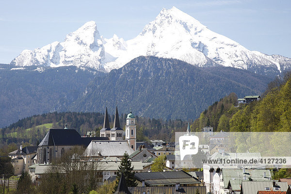 Berchtesgaden mit Blick auf den Watzmann  Oberbayern  Bayern  Deutschland  Europa