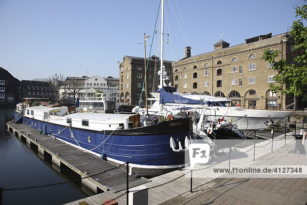 Marina in St. Katharine Docks on the river Thames  London  England  Great Britain  Europe