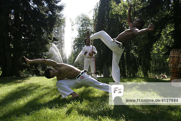 Capoeira Kämpfer in einem Park  Salzburg  Österreich