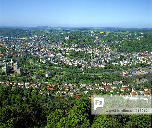 Panoramic view of Marburg an der Lahn  Hesse  Germany  Europe