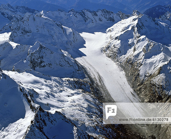 Aerial shot  Forno Glacier  Bergell  Grisons  Switzerland  Europe