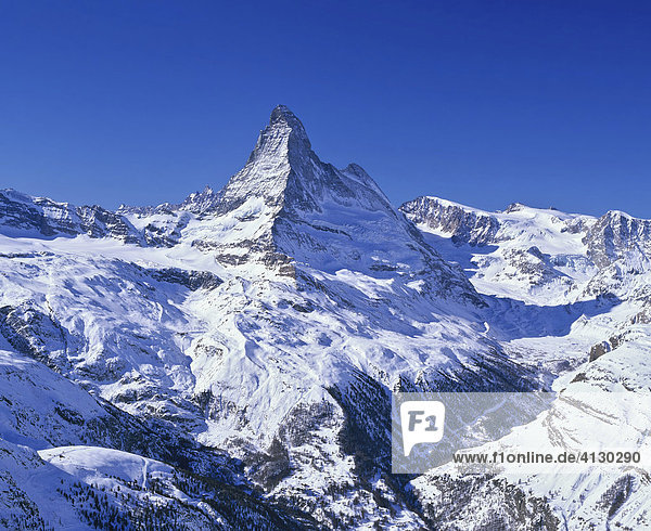 The Matterhorn seen from Mt. Rothorn  Valais Alps  Zermatt  Valais  Switzerland  Europe