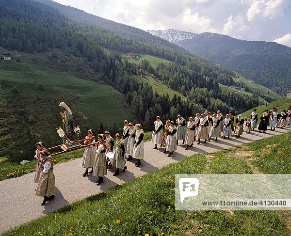 Corpus Christi procession in Durnholz  Valdurna  Sarntal  Sarentino  Province of Bolzano-Bozen  Italy
