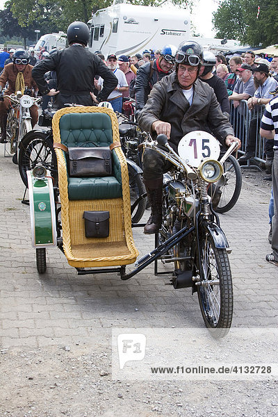1908 Oldtimer FN motorcycle at a vintage motorcycle race in Schotten  Hesse  Germany  Europe