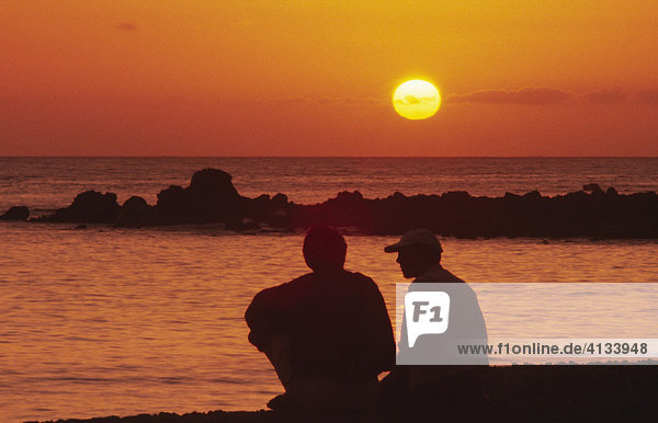 Sonnenuntergang in La Playa  Valle Gran Rey  La Gomera  Kanarische Inseln  Spanien