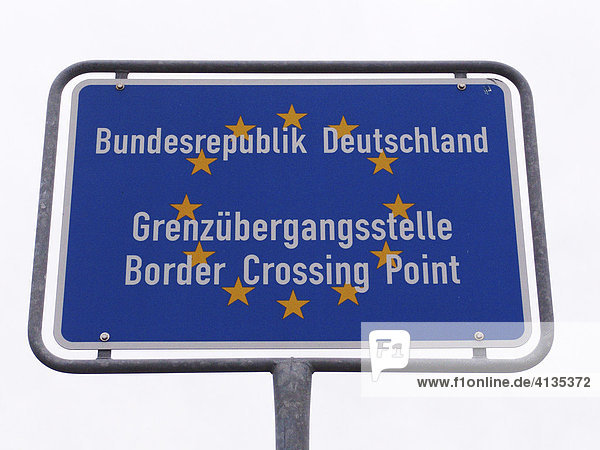 Offizielles Grenzschild, Grenzübergangsstelle, Deutschland