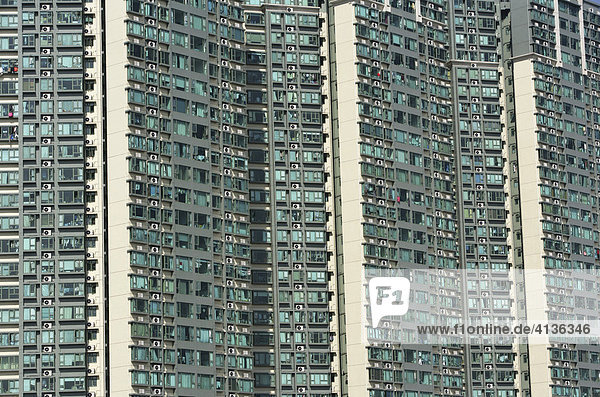 Wohnhochhäuser  Wohnviertel    Stadtteil Kwai Chung  Kowloon  Honkong  China