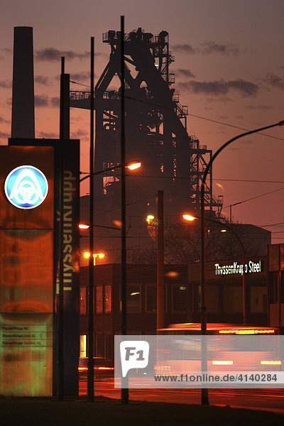 One of four new blast furnaces which produce 11.5 million tonnes of pig iron annually ThyssenKrupp Steelworks Duisburg North Rhine-Westphalia Germany Europe