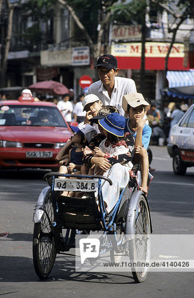 Rickshaw transporting goods in Ho Chi Minh City (Saigon)  Vietnam  Asia