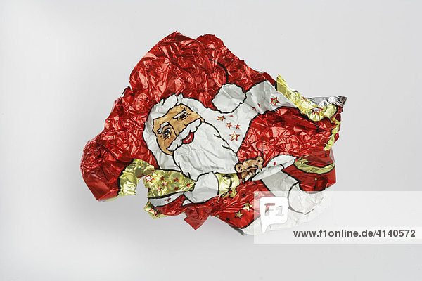 Schokoladennikolaus  Weihnachtsmann aus Schokolade  Verpackungspapier