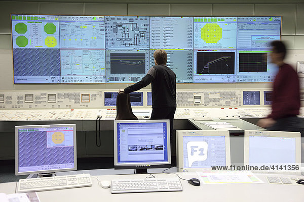 One of 13 control stations in the simulation centre  for the instruction and training of operating personnel of all German nuclear power stations  KSG-GfS  Essen  North Rhine-Westphalia  Germany  Europe