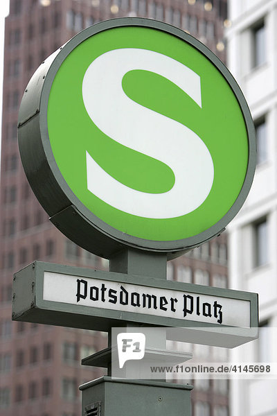 DEU  Germany  Berlin: Sign of S-Bahn railway station at the Potsdamer Platz Square.