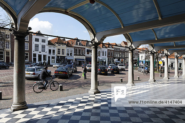 Haverplein viewed through arcade  Zierikzee  Schouwen-Duiveland  Zeeland  Netherlands