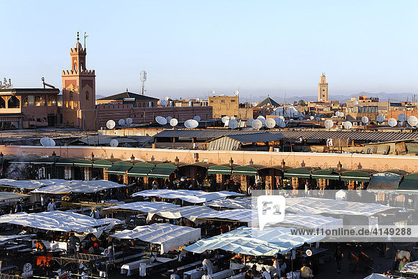 Cookshops at Djemaa el-Fna  Marrakech  Morocco  Africa