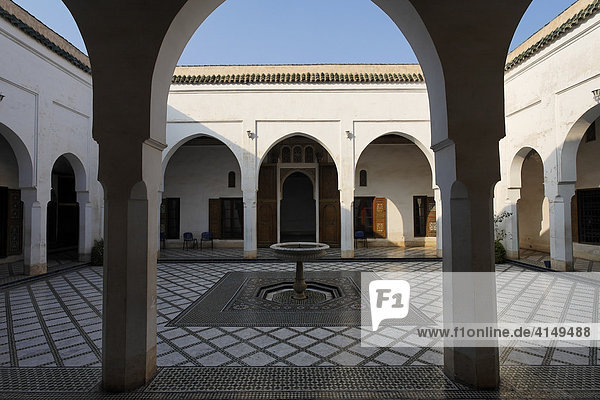 Innenhof im Palais de la Bahia  Medina  Marrakesch  Marokko  Afrika