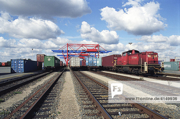 Güterzüge im Hamburger Hafen  Hamburg  Deutschland