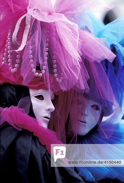 Rosa und türkise Masken Karneval Venedig