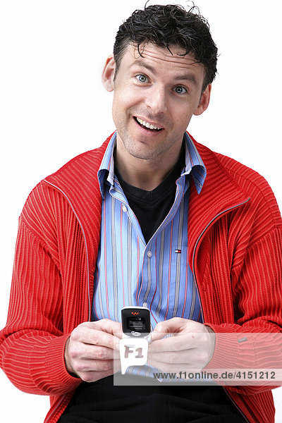 Man holding mobile phone