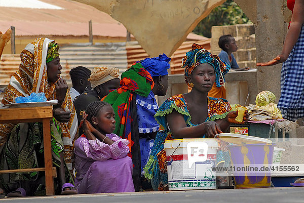 Selling food at the roadside  Kartong  The Gambia  Africa