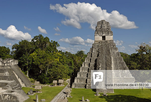 Maya ruins  Tikal  view of Temple I  Yucatan  Guatemala  Central America