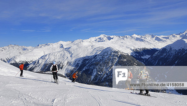 Skiing on the Parsenn - Davos  Canton of Graubuenden  Switzerland  Europe.