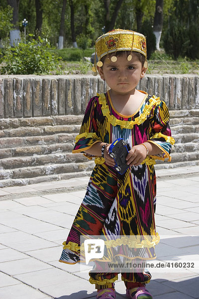 Girl in national clothes  Bukhara  Uzbekistan