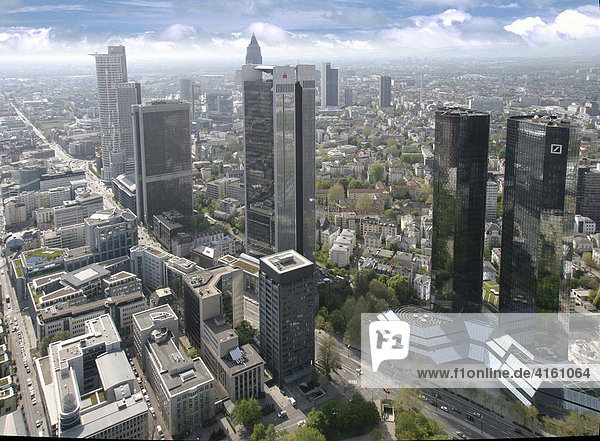 Die Zwillingstuerme der Deutschen Bank  Frankfurt  Hessen  Deutschland