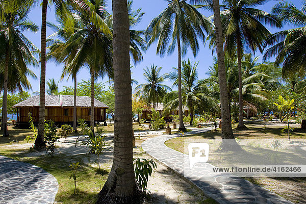 Gangga Island  Bungalows  Insel mit einem Hotel im Norden von Sulawesi  Indonesien.