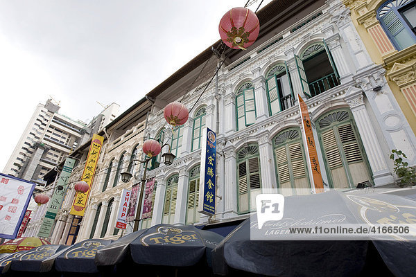 Chinatown  chinesisches Viertel  Shophouses  Fassaden an der Neil Road  Singapur  Südostasien
