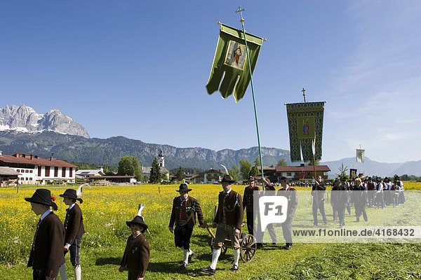 Feast of Corpus Christi procession in Oberndorf Tyrol Austria